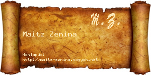 Maitz Zenina névjegykártya